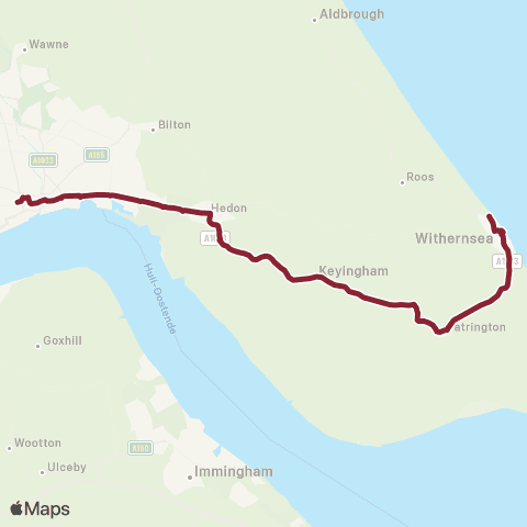 East Yorkshire Hull Interchange - Withernsea Waxholme Rd map