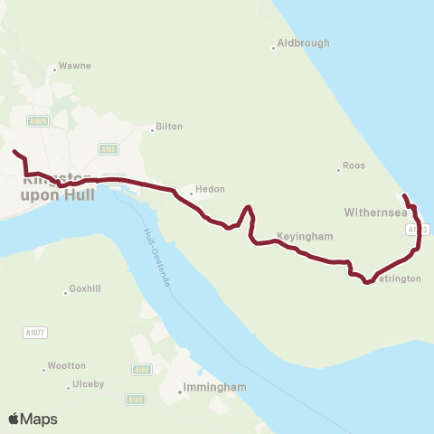 East Yorkshire Withernsea Waxholme Rd - Kelvin Hall Sch map