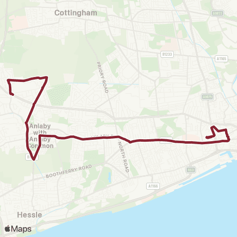 East Yorkshire Willerby Kingston Rd - Hull Interchange map