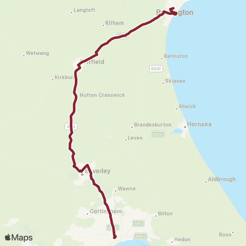 East Yorkshire Hull Interchange - Bridlington BS map