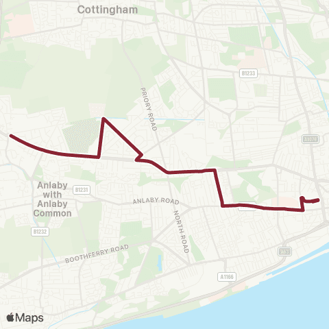 East Yorkshire Springhead Pk Gardens - Hull Interchange map