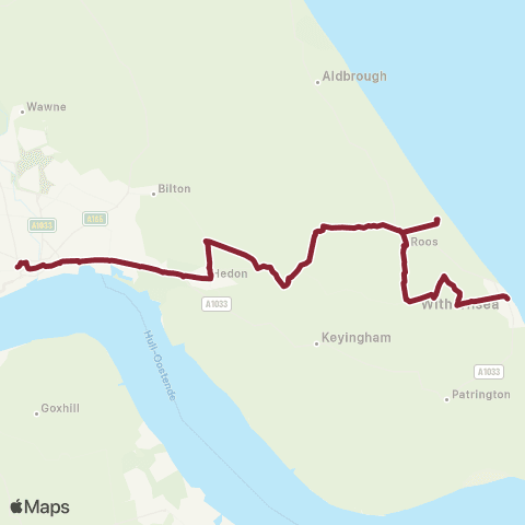 East Yorkshire Hull Interchange - Withernsea Mem Ave map