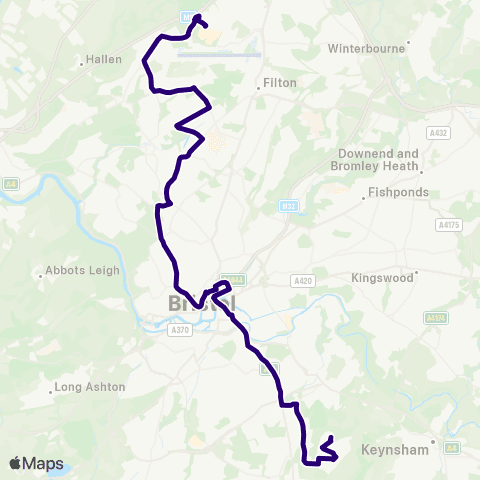 First Bristol Bath & the West Charlton Road - The Coots map