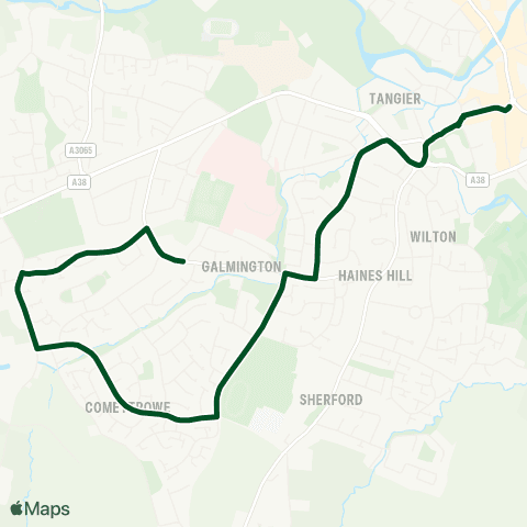 First Buses of Somerset Shepherds Rest - Taunton Town Ctr Stop J map