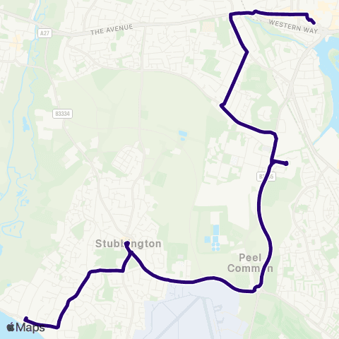First Portsmouth Fareham & Gosport Hill Head Road - Bus Station map
