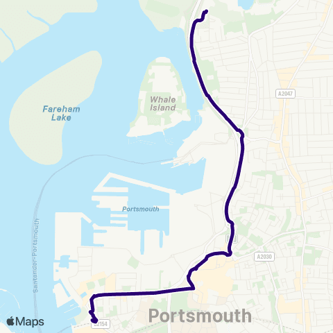 First Portsmouth Fareham & Gosport P&R Portsmouth - The Hard Interchange map