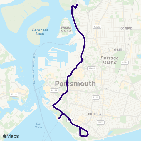 First Portsmouth Fareham & Gosport P&R Portsmouth - Clarence Pier map