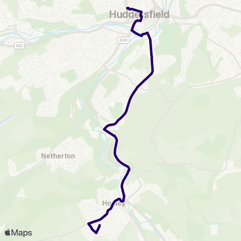 First Halifax Calder Valley & Huddersfield Bradshaw Rd Fisher Green - Huddersfield Bus Sta map