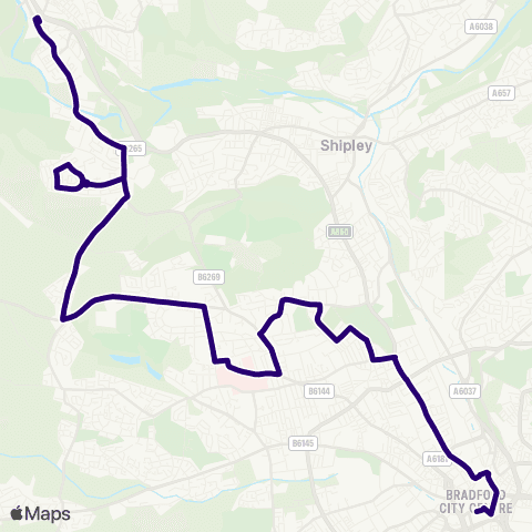 First Bradford Bingley Rail Sta E - Bradford Interchange Bus Sta map