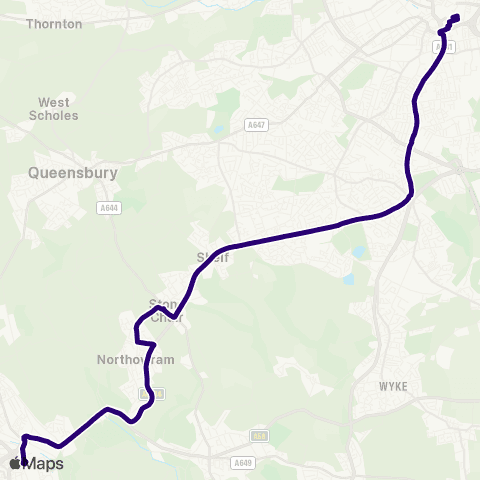 First Bradford Halifax Bus Sta - Bradford Interchange Bus Sta map