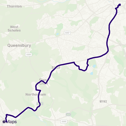 First Bradford Bradford Interchange Bus Sta - Halifax Bus Sta map