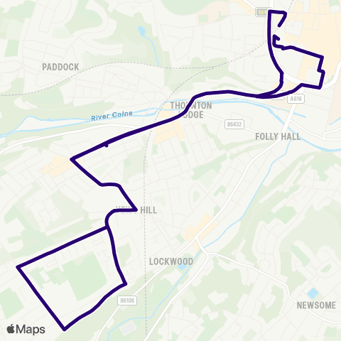 First Halifax Calder Valley & Huddersfield Huddersfield Bus Sta - Huddersfield Bus Sta map