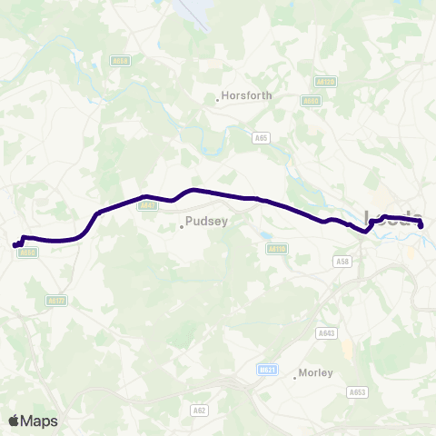First Bradford Bradford Interchange Bus Sta - Leeds City Bus Sta map