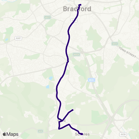 First Bradford Scholes Terminus - Bradford Interchange Bus Sta map
