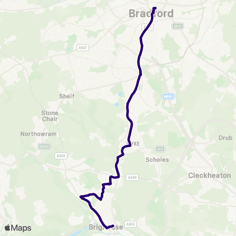 First Bradford Brighouse Bus Sta A - Bradford Interchange Bus Sta map