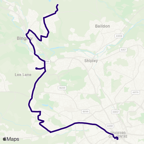 First Bradford Otley Rd Terminus - Bradford Interchange Bus Sta map