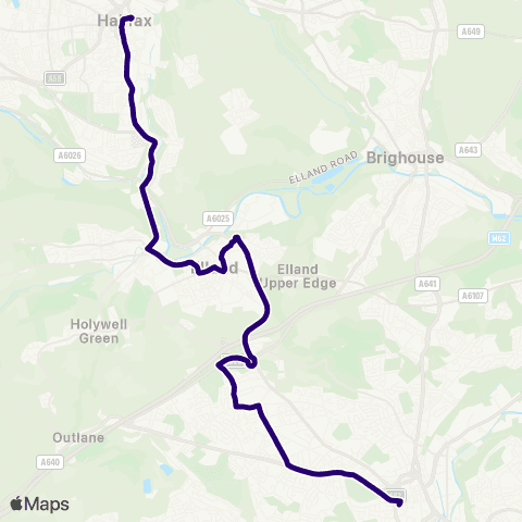 First Halifax Huddersfield Bus Sta - Halifax Bus Sta map