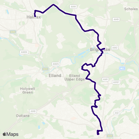First Halifax Calder Valley & Huddersfield Halifax Bus Sta - Huddersfield Bus Sta map