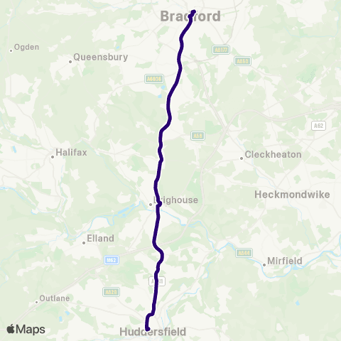 First Halifax Calder Valley & Huddersfield Bradford Interchange Bus Sta - Huddersfield Bus Sta map