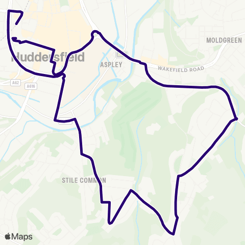 First Halifax Calder Valley & Huddersfield Huddersfield Bus Sta - Huddersfield Bus Sta map