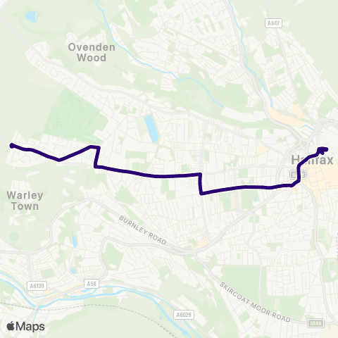 First Halifax Halifax Bus Sta - Roils Head Rd Terminus map