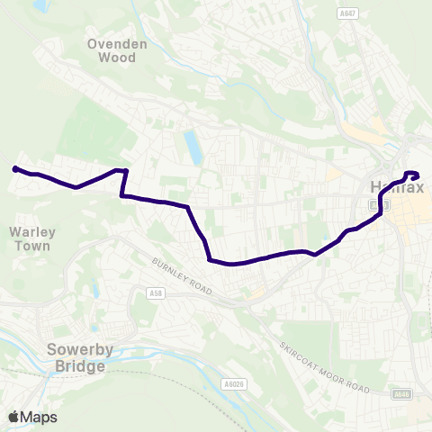 First Halifax Roils Head Rd Terminus - Halifax Bus Sta map