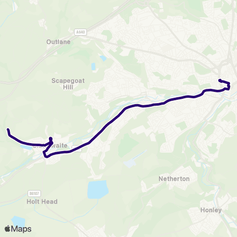 First Halifax Calder Valley & Huddersfield Wilberlee - Huddersfield Bus Station map
