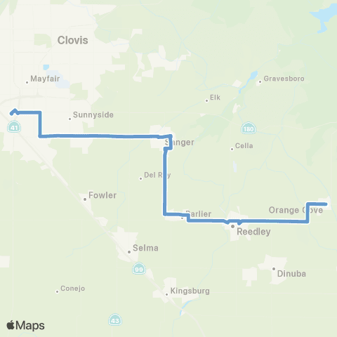 FCRTA Orange Cove Transit map
