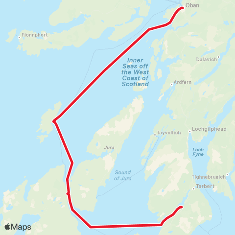 Caledonian MacBrayne Port Askaig Islay - Kennacraig map