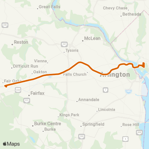 Fairfax Connector Monument Dr - Downtown D.C. map