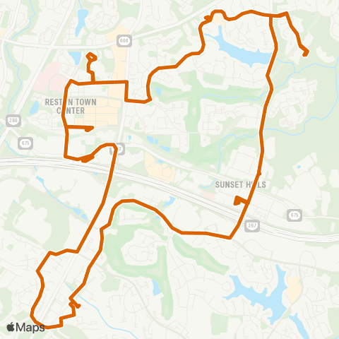 Fairfax Connector Hunters Woods - Lake Anne map