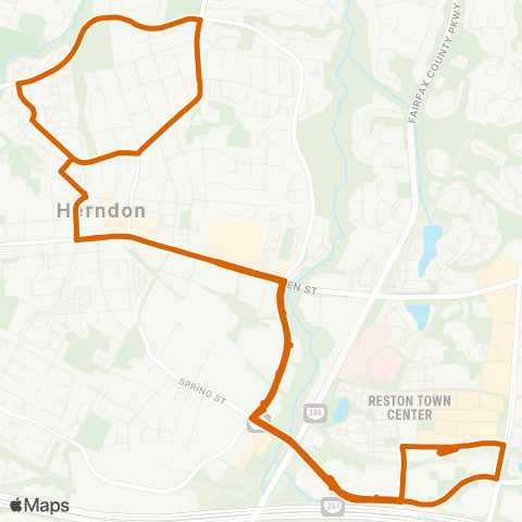 Fairfax Connector Herndon - Reston Town Center map