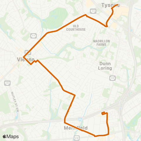 Fairfax Connector Dunn Loring - Tysons map