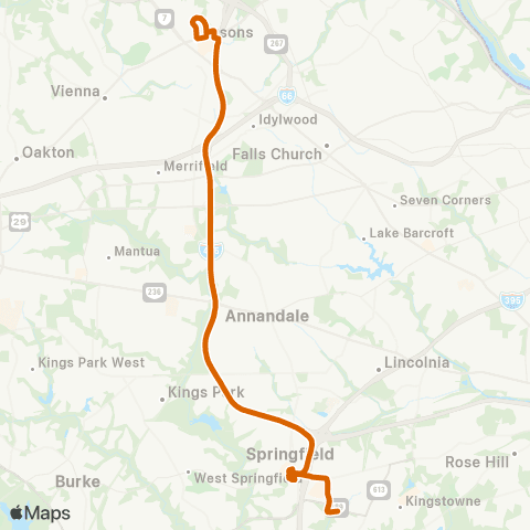 Fairfax Connector Springfield - Tysons map