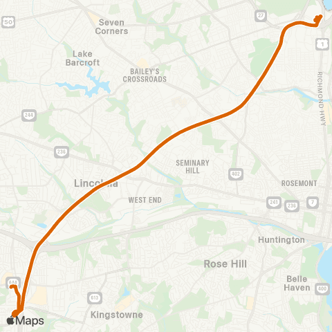 Fairfax Connector Backlick-Pentagon Express map