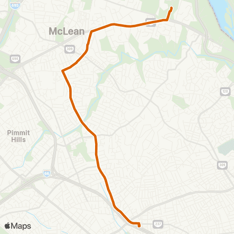 Fairfax Connector East Falls Church - Langley map