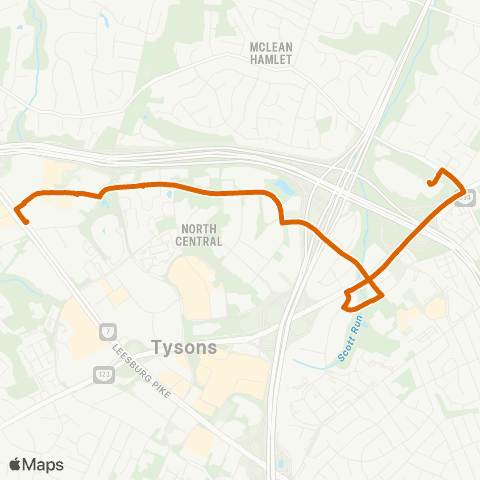 Fairfax Connector Spring Hill Metro - Farm Credit map
