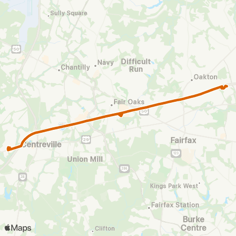 Fairfax Connector Centreville PnR - Vienna map