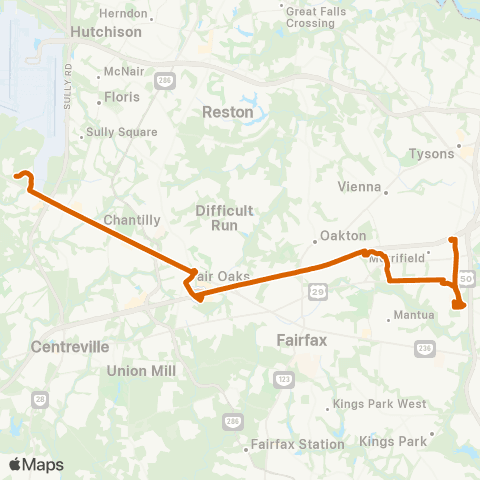 Fairfax Connector Chantilly - Dunn Loring Limited Sto map