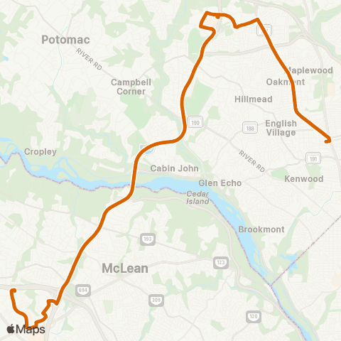 Fairfax Connector Tysons - Bethesda map