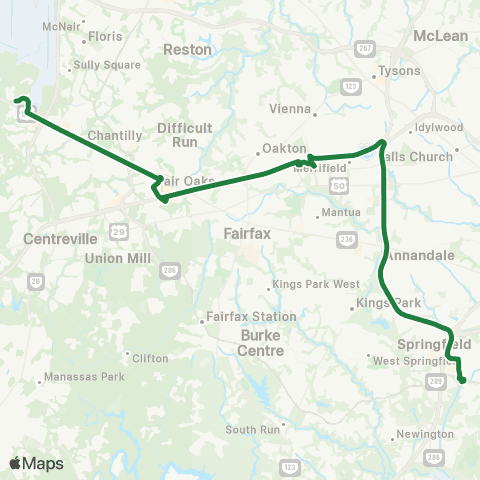 Fairfax Connector Chantilly - Franconia Limited Stop map