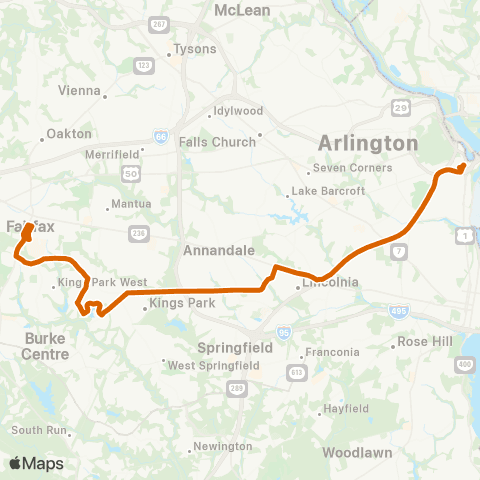 Fairfax Connector GMU - Pentagon map