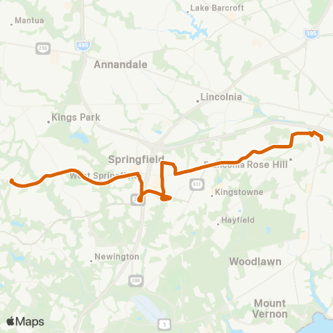 Fairfax Connector Franconia-Rolling Valley Line map