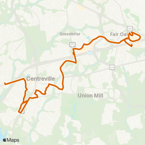 Fairfax Connector Centreville - Monument - map