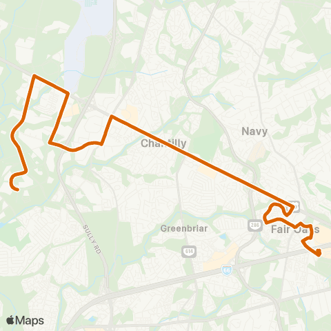 Fairfax Connector Chantilly - Monument Dt. map