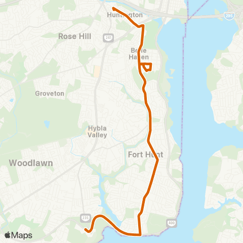 Fairfax Connector Fort Hunt - Mount Vernon map