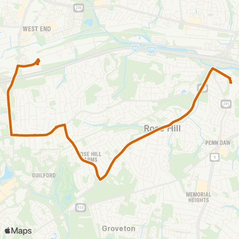 Fairfax Connector Rose Hill map