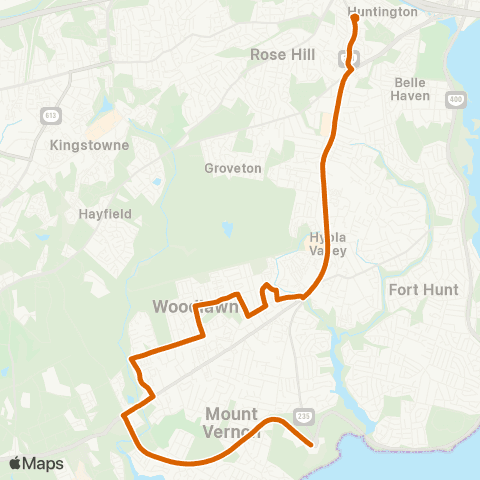 Fairfax Connector Engleside - Mt Vernon map