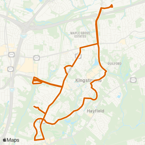 Fairfax Connector Kingstowne Clockwise map