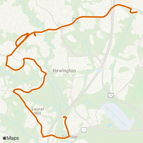 Fairfax Connector Newington Forest - Silverbrook Road map
